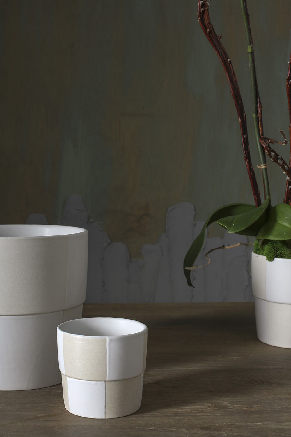 white plant pots Checkerboard Pot: White