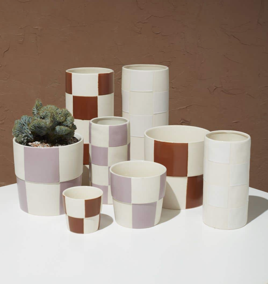 checkerboard plant pot Checkerboard Pot: White